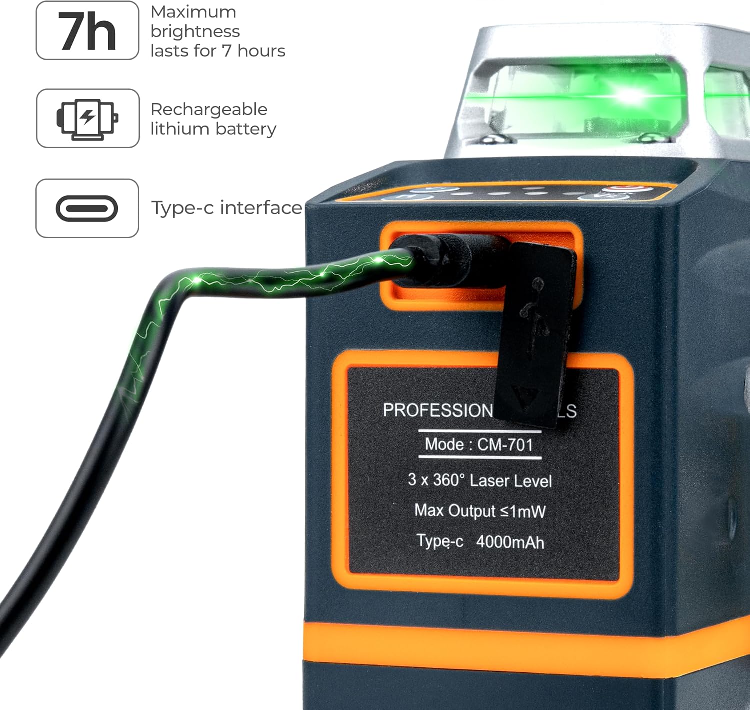 CIGMAN Laser Level Self Leveling 3x360° 3D Green Cross Line