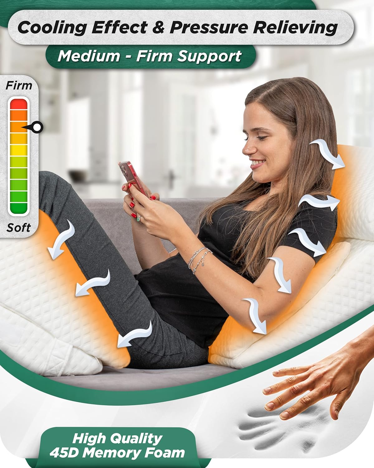 Lunix 6pcs Orthopedic Bed Wedge Pillow Set