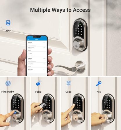 Veise Smart Lock, Fingerprint Door Lock, 7-in-1 Keyless Entry Door Lock with App Control
