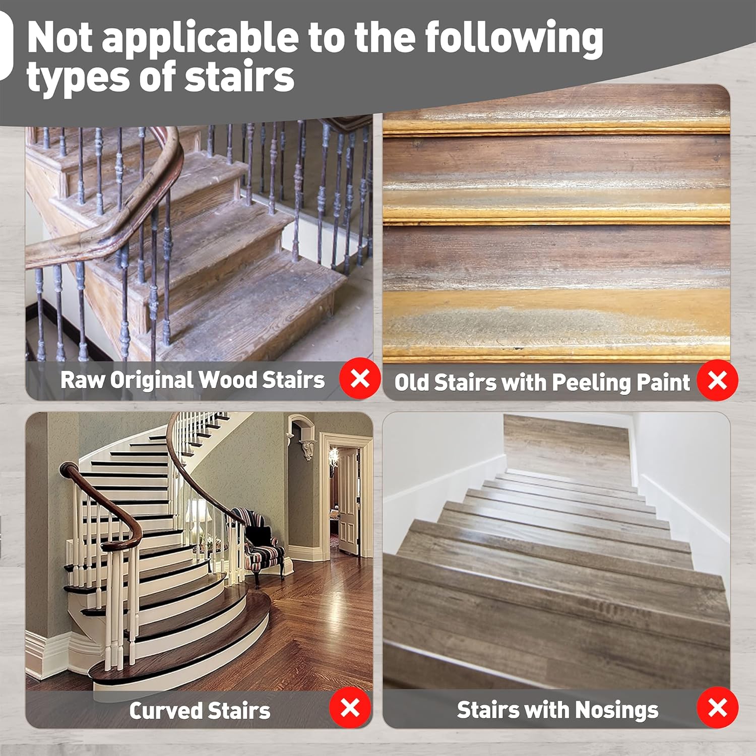 PURE ERA Bullnose Carpet Stair Treads Set Tape Free Non-Slip Indoor Stair Protectors