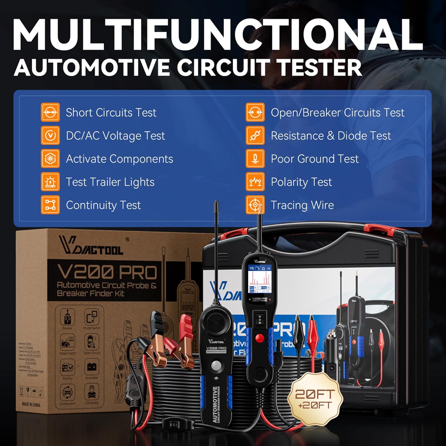 VDIAGTOOL Automotive Power Circuit Probe Tester Breaker Finder Too