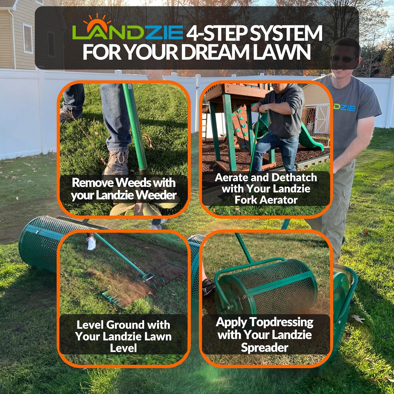 Landzie 24 Inch Compost Spreader and Peat Moss Spreader
