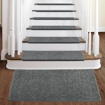 PURE ERA Bullnose Carpet Stair Treads Set Tape Free Non-Slip Indoor Stair Protectors