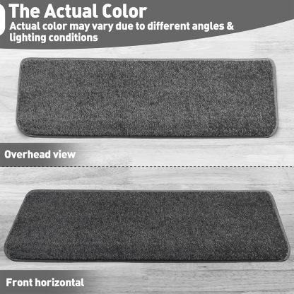 PURE ERA Bullnose Carpet Stair Treads Set Tape Free Non-Slip Indoor Stair Protectors