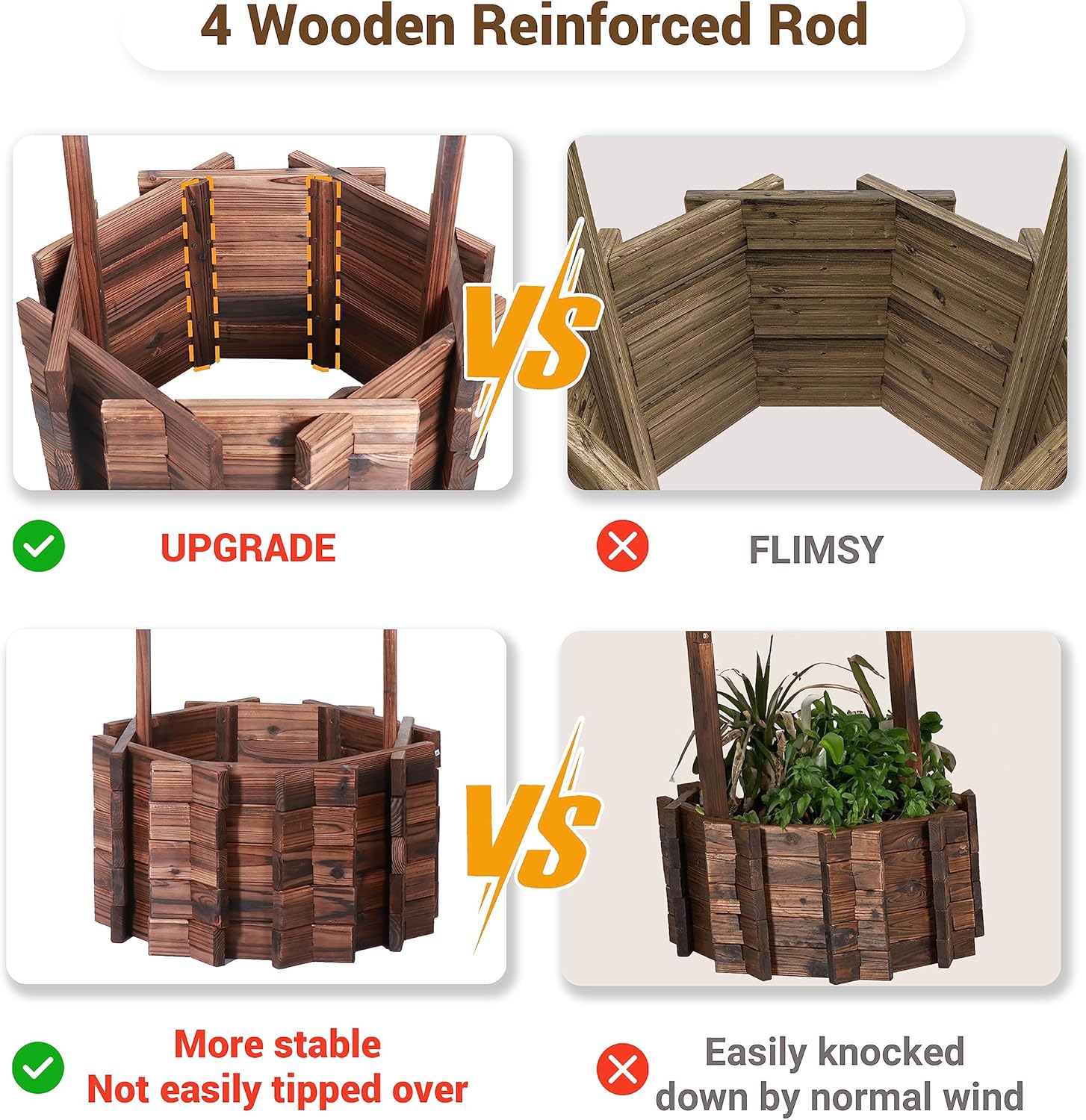 UDPATIO Wishing Wells for Yard with 4 Reinforced Rod & Hanging Bucket