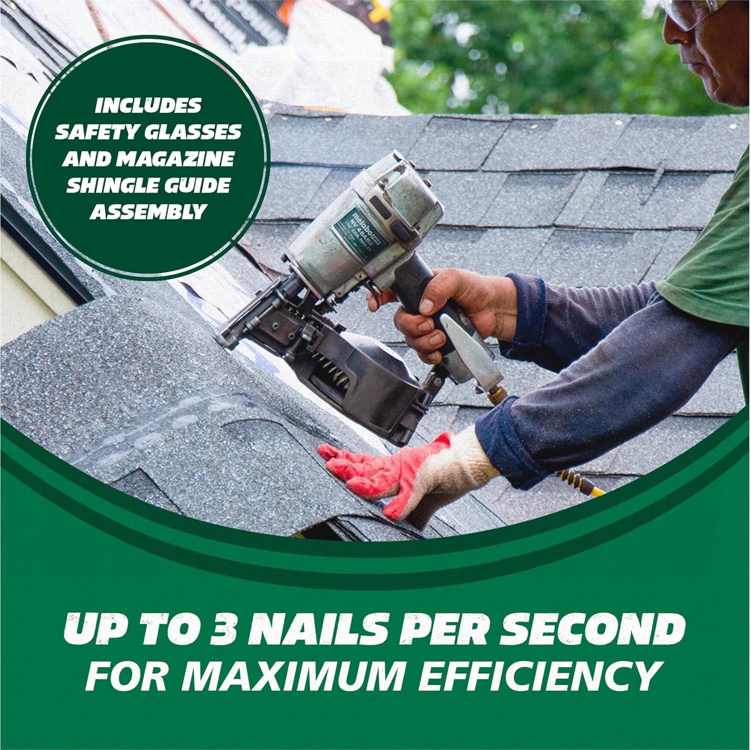 Metabo HPT Roofing Nailer Pro-preferred Pneumatic Power Nailers in Roofing tools