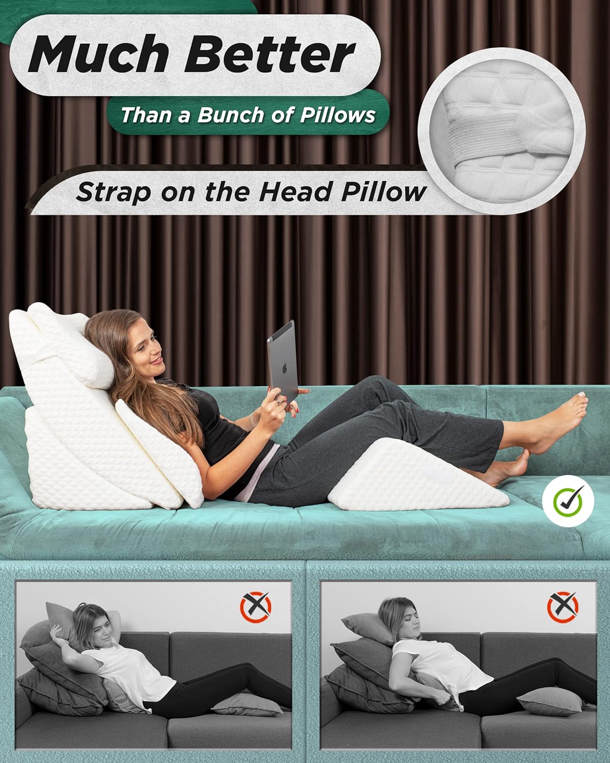 Lunix 6pcs Orthopedic Bed Wedge Pillow Set