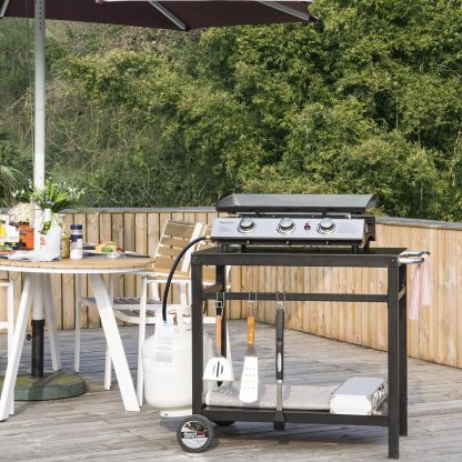 Royal Gourmet Movable Stainless Steel Flattop Grill Cart, Hooks, Side Handle