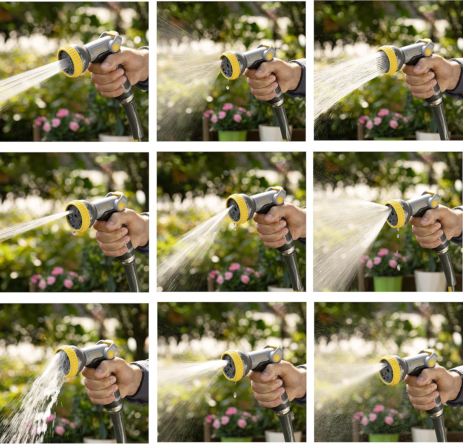 Glahoden Retractable Garden Hose Reel Brass Fitting 9 Pattern Nozzle
