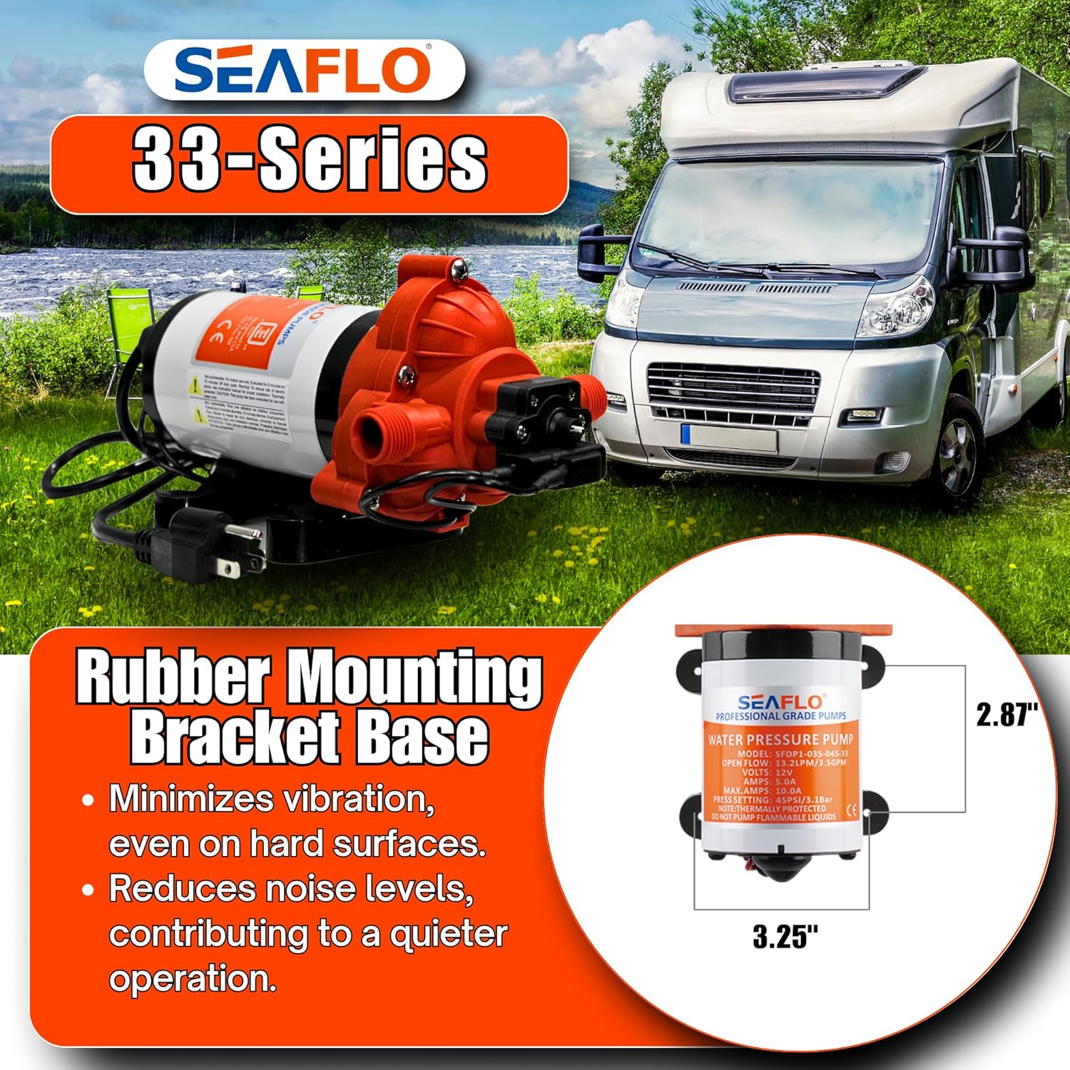 SEAFLO 33-Series Water Pressure Pump, Self Priming, Smart Pressure Switch