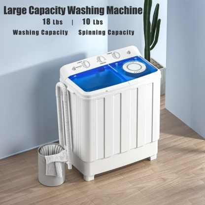 Auertech Portable 28lbs Twin Tub Washer Mini Compact Laundry Machine with Drain Pump