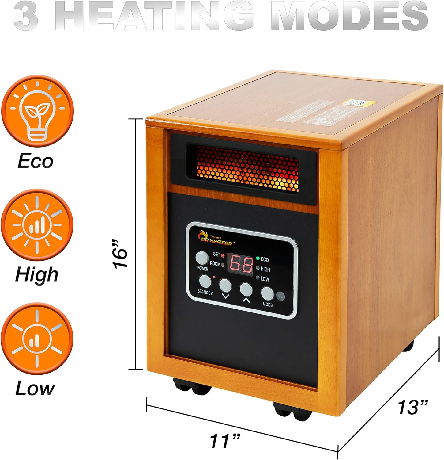 Dr Infrared Heater Portable Space Heater Original 1500 Watt Cherry