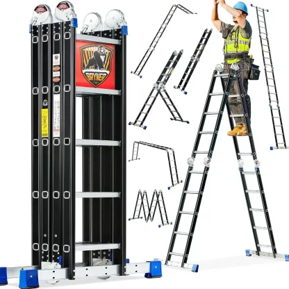 Bryner 7 in 1 Multi-Purpose Folding Adjustable Telescoping Aluminium Extension Ladders