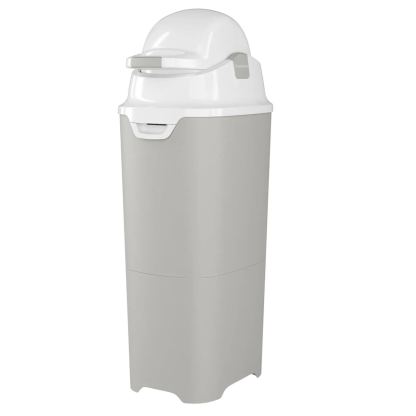 Foundations Tall Diaper Pail with Airtight Lid - Durable & Odorless Diaper Disposal, Large Capacity, Holds up to 60 Newborn Diapers, Refill with Any Bags - Gray