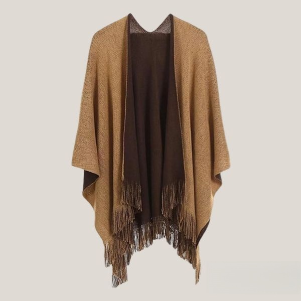 Coffee Women's Long Warm Fringed Cardigan Shawl