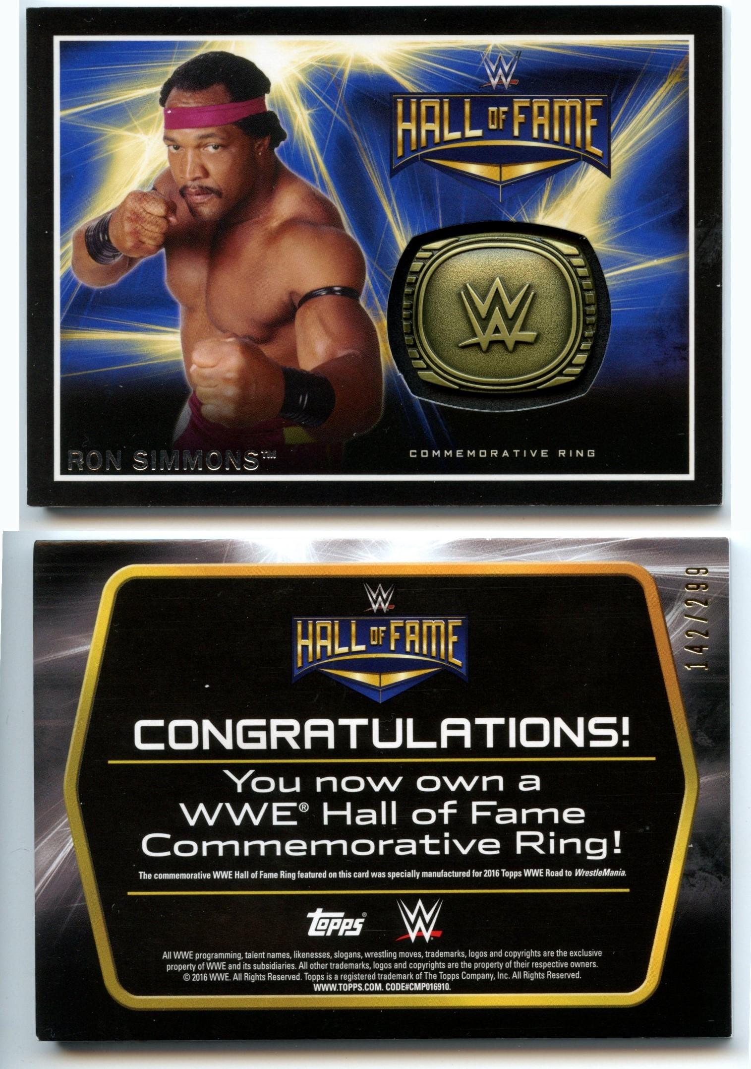 Ron Simmons WWE Road To Wrestlemania Commemorative Ring Card
