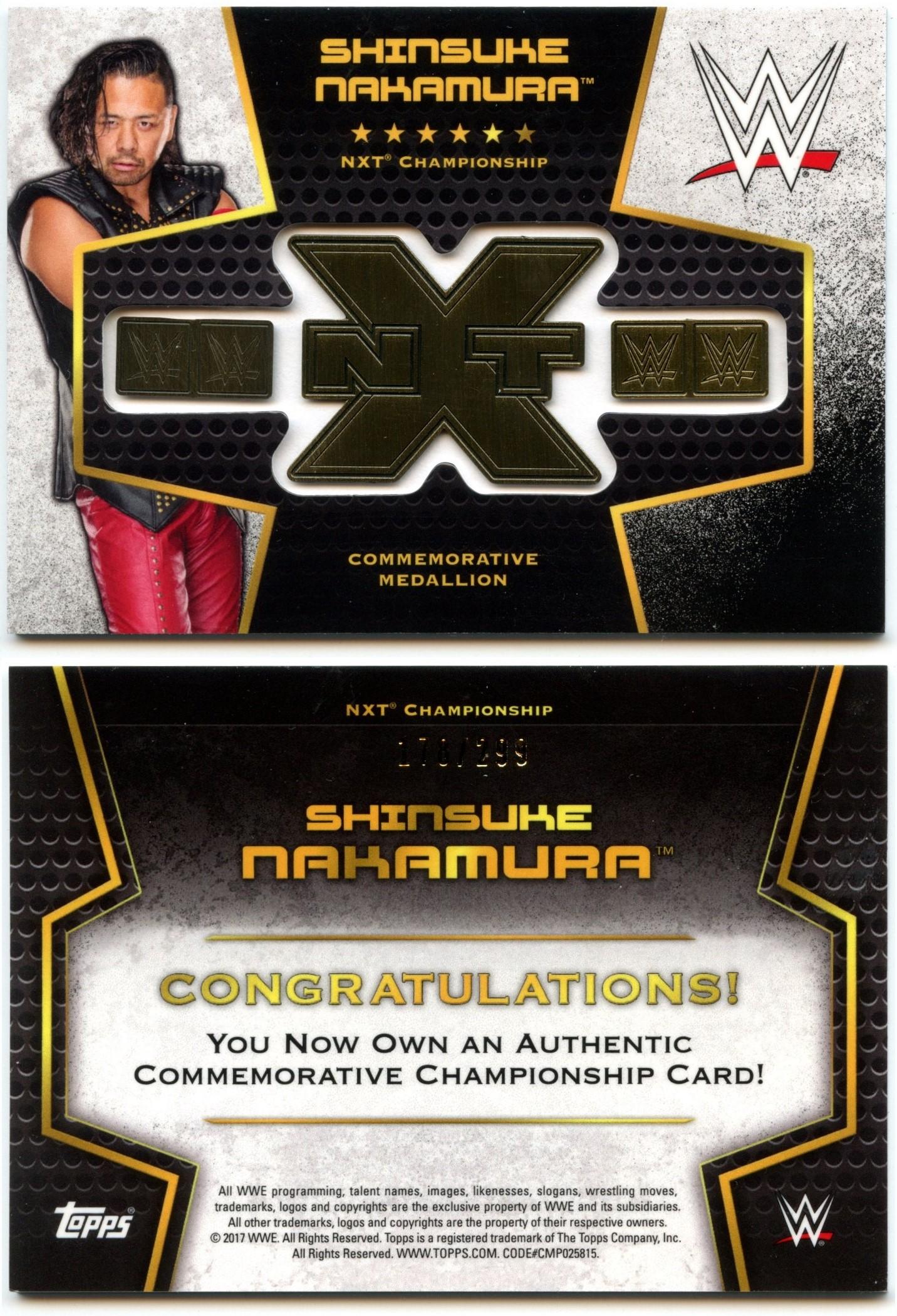 Shinsuke Nakamura WWE Then Now Forever 2017 Commemorative Medallion #178/299 Card