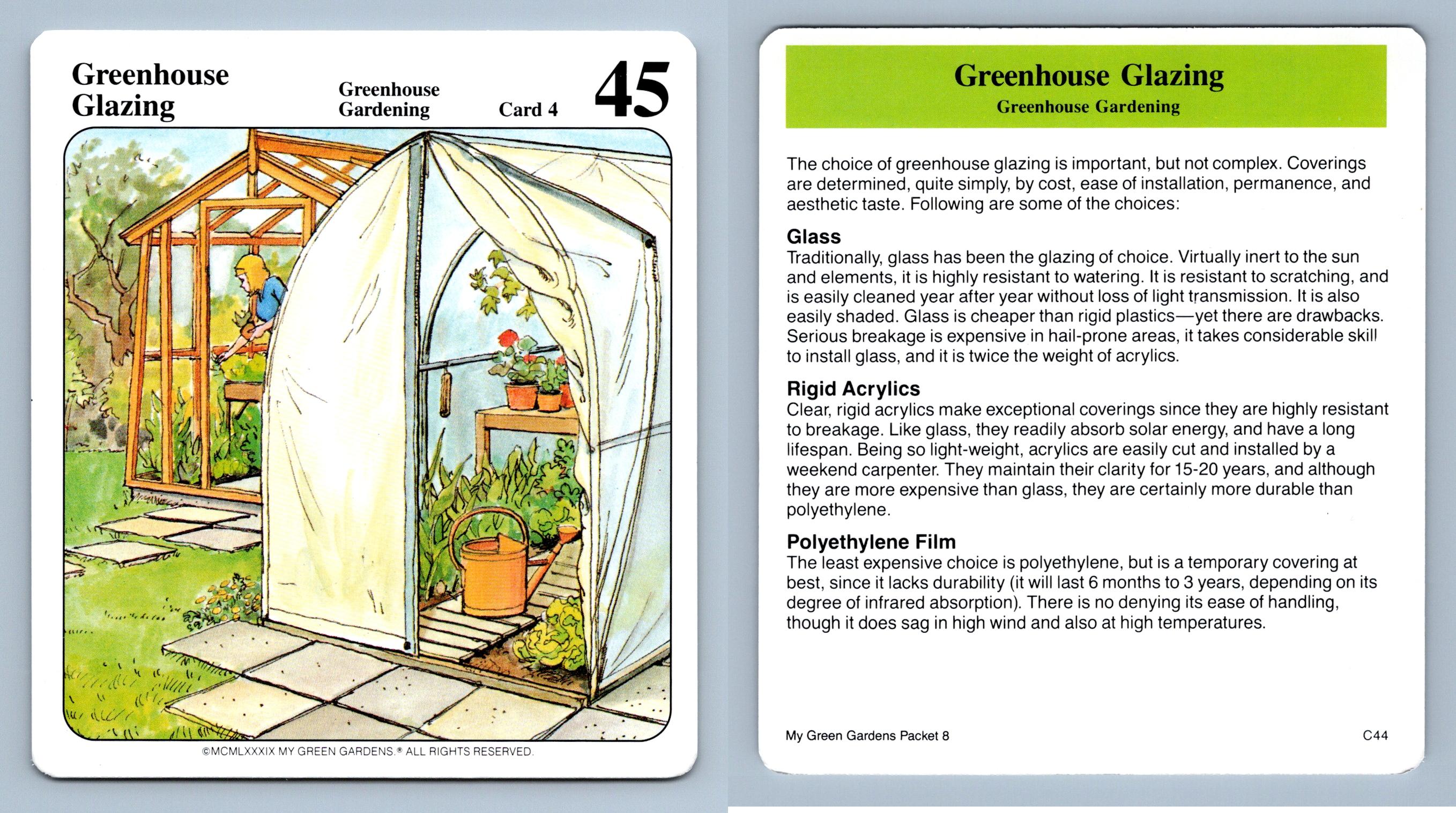 Greenhouse Glazing #4 Greenhouse - My Green Gardens 1987 Cardmark Card ...
