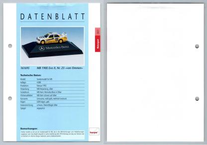 Mercedes Benz 190E Evo II #1 Motorsport - Herpa Data Sheet-Breakoutcards