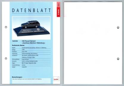 VW Passat Variant #3  PC-Modelle - Herpa Data Sheet-Breakoutcards