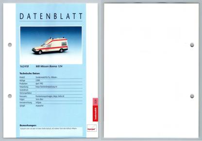 MB Miesen Bonna 124 #6  Sondermodelle - Herpa Data Sheet-Breakoutcards