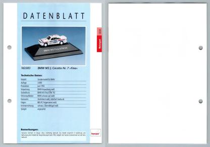 BMW M3 Fina #8 Motorsport - Herpa Data Sheet-Breakoutcards