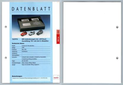 Mercedes Benz Off Road #8 PKW - Herpa Data Sheet-Breakoutcards