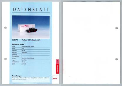 Trabant 601 Stadt-Cafe #9 Sondermodelle - Herpa Data Sheet-Breakoutcards