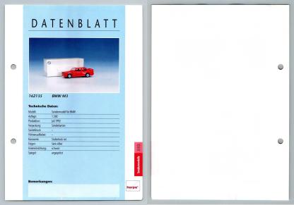 BMW M3 #10 Sondermodelle - Herpa Data Sheet-Breakoutcards