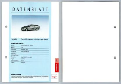 Ferrari Testarossa #12 Sondermodelle - Herpa Data Sheet-Breakoutcards