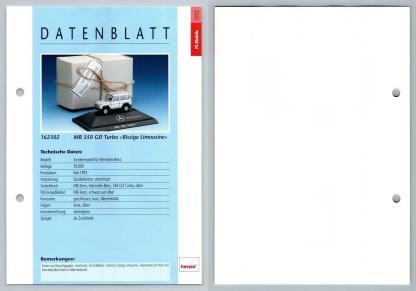 Mercedes Benz 350 G Turbo #12 PC-Modelle - Herpa Data Sheet-Breakoutcards