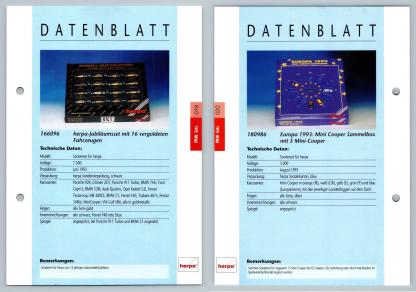 Anniversary Set / Europa #19/20 PKW - Herpa Data Sheet-Breakoutcards