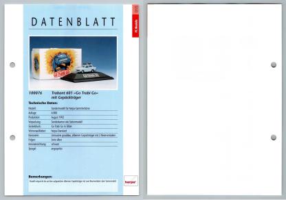 Trabant 601 - Go Trabi Go #15 PC-Modelle - Herpa Data Sheet-Breakoutcards