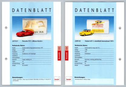 Porsche 911 / Trabant 601 S #35/36 Messemodelle - Herpa Data Sheet-Breakoutcards