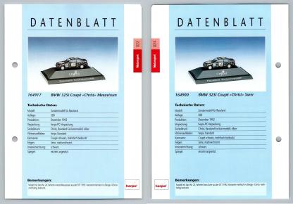 BMW 325i Coupe Christ #23/24 Motorsport - Herpa Data Sheet-Breakoutcards