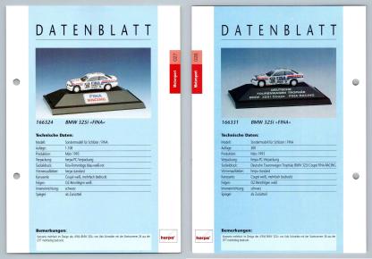 BMW 325i Fina #27/28 Motorsport - Herpa Data Sheet-Breakoutcards
