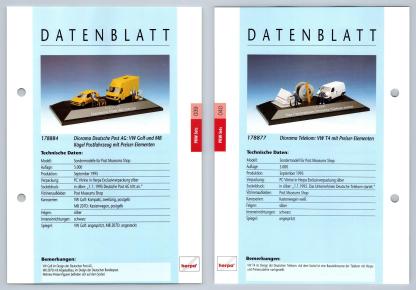 Deutsche Post AG / Telekom #39/40 PKW - Herpa Data Sheet-Breakoutcards