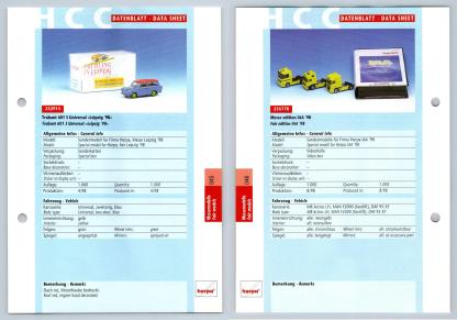 Trabant 601 S / Messe Edition IAA #45/46 Messemodelle - Herpa Data Sheet-Breakoutcards