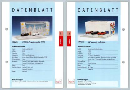 Weihnachtsmodell / VW Open Air #45/46 PKW - Herpa Data Sheet-Breakoutcards