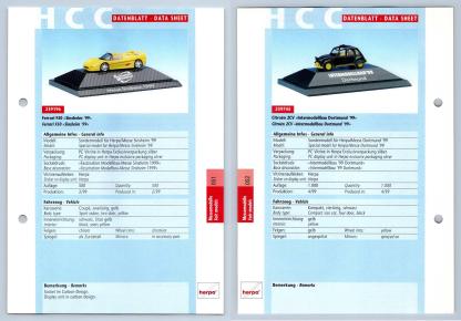 Ferrari F50 / Citroen 2CV #51/52 Messemodelle - Herpa Data Sheet-Breakoutcards