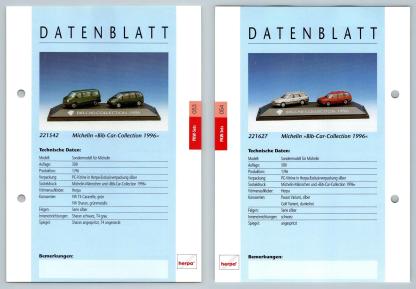 Michelin Car Collection #53/54 PKW - Herpa Data Sheet-Breakoutcards
