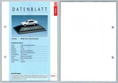 BMW 525i - Servicemobil #34 PC-Modelle - Herpa Data Sheet-Breakoutcards