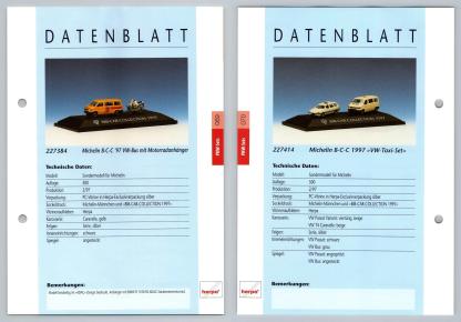 Michelin VW Bus / VW Taxi #69/70 PKW - Herpa Data Sheet-Breakoutcards