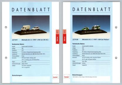 Michelin VW Set / Polizei #71/72 PKW - Herpa Data Sheet-Breakoutcards