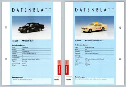 MB E320 / MB E320 #69/70 Sondermodelle - Herpa Data Sheet-Breakoutcards