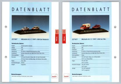 VW Notarzt Set / VW FW #75/76 PKW - Herpa Data Sheet-Breakoutcards