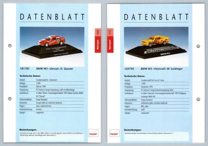 BMW M3 Denzel / Pennzoil #69/70 Motorsport - Herpa Data Sheet-Breakoutcards
