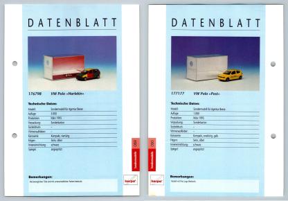VW Polo / VW Polo Post #89/90 Sondermodelle - Herpa Data Sheet-Breakoutcards