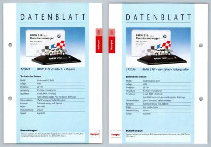 BMW 318i Stash / Warsteiner #89/90 Motorsport - Herpa Data Sheet-Breakoutcards