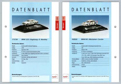 BMW 325i / BMW M3 #99/100 Motorsport - Herpa Data Sheet-Breakoutcards
